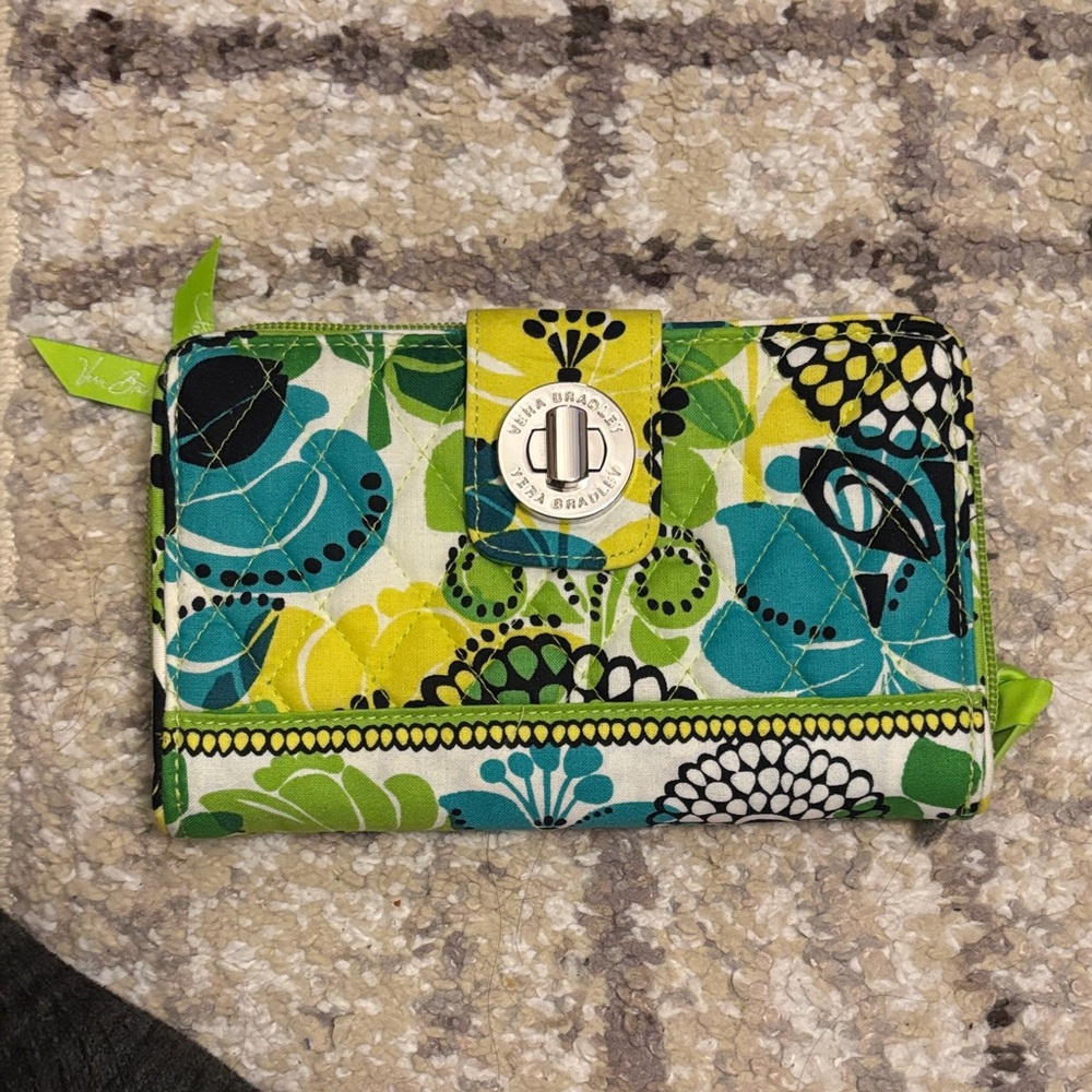 Vera Bradley Green and Blue Floral Wallet